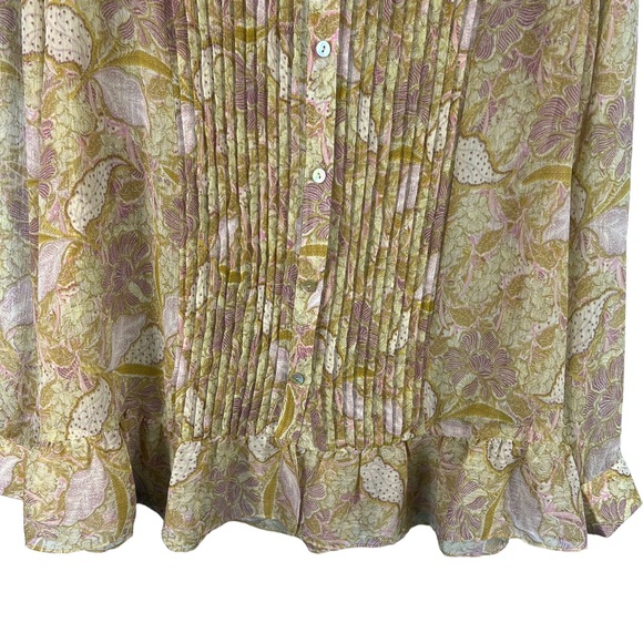 LOGO Lori Goldstein Chiffon Long Sleeve Blouse Sheer Floral Print Size Medium - Picture 4 of 10